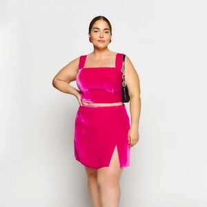 Reformation Velvet Cleo Mini Skirt (pink) size 14